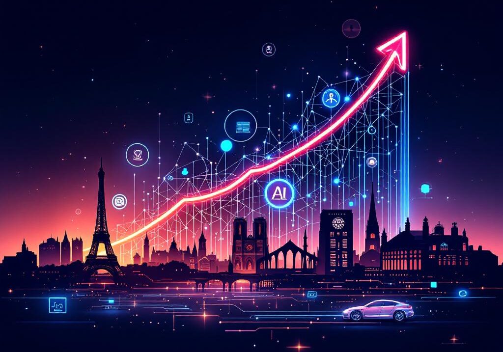 France generative AI startup ecosystem infographic showing market growth and key players